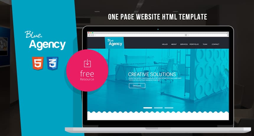 Blue Agency One Page Website HTML Template