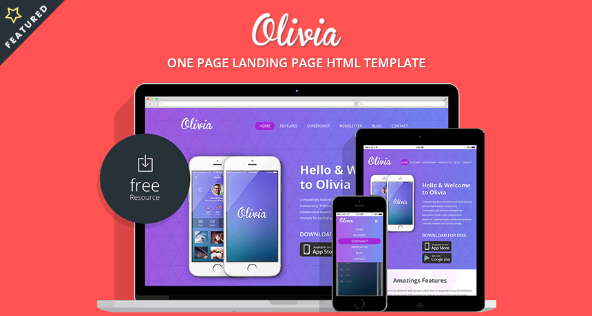 Olivia One Page Landing Page Bootstrap Template