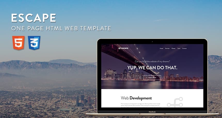 Escape &amp;ndash; One Page PSD-HTML Web Template