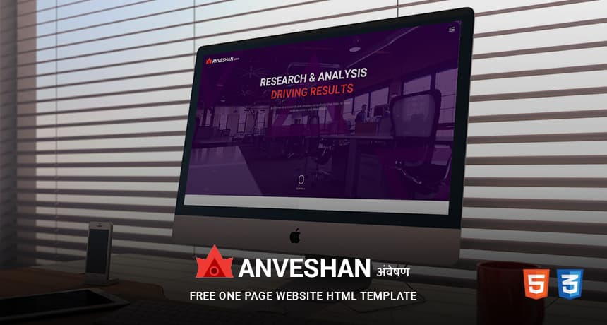ANVESHAN - Free One Page Website HTML Template
