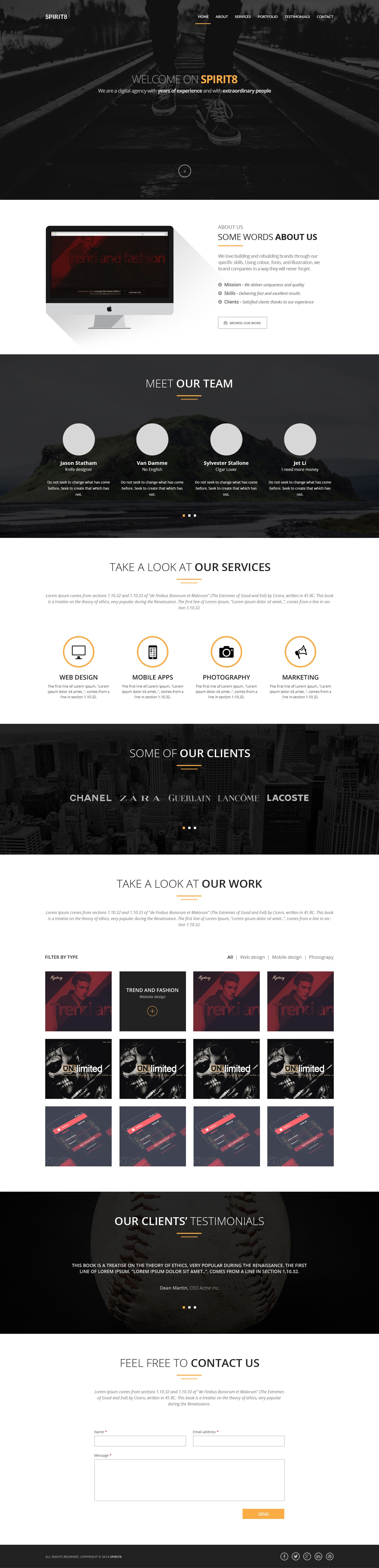 Spirit8 &ndash; Digital Agency One Page Web Template
