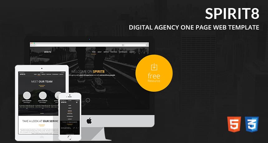 Spirit8 &amp;ndash; Digital Agency One Page Web Template