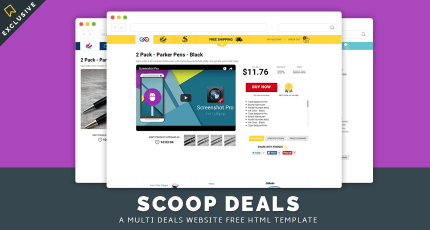 Scoop Deals - A Multi Deals Website Free HTML Template