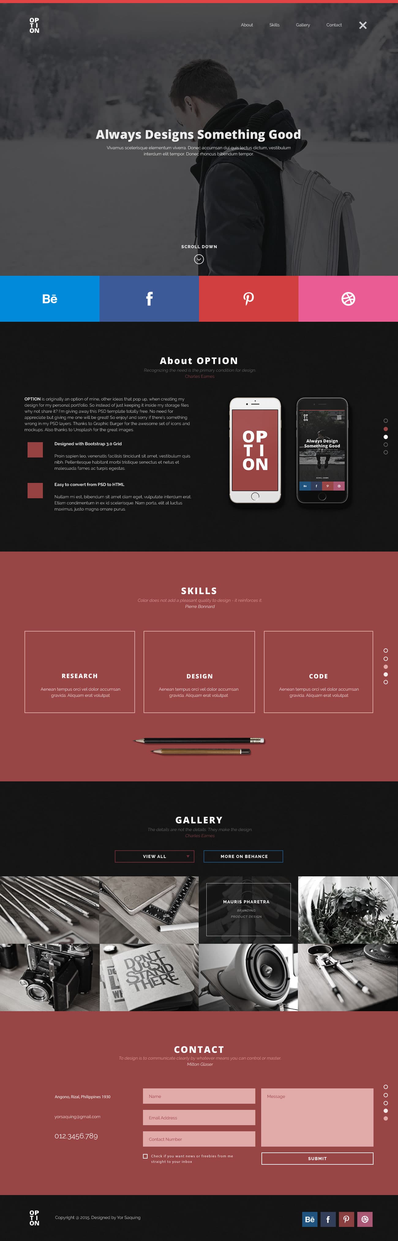OPTION - One Page Free Web Design Template