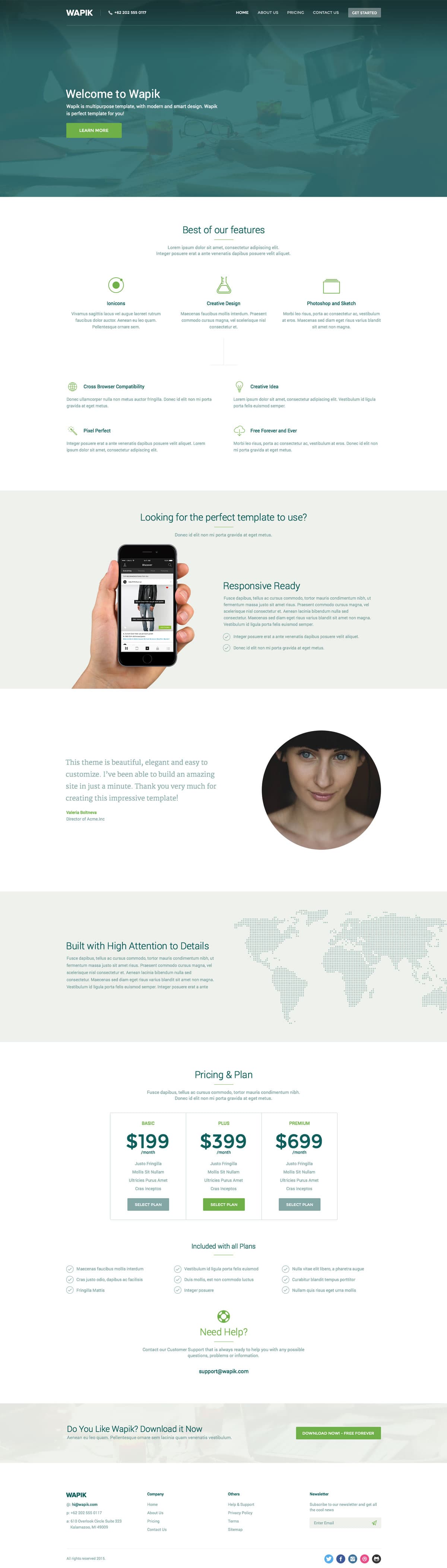 Wapik - One Page HTML Template