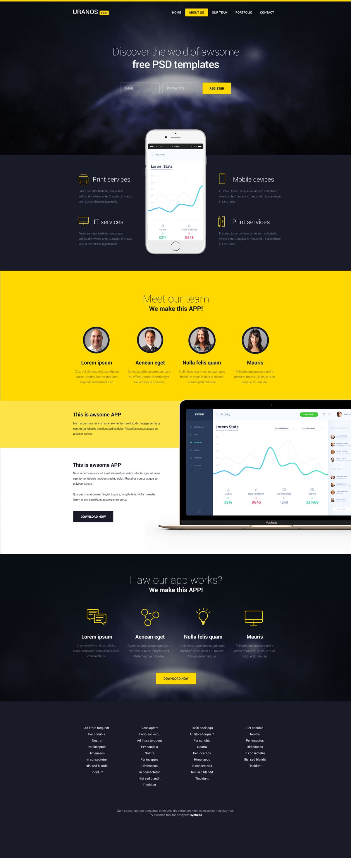 Uranos HTML Template for App Landing Page