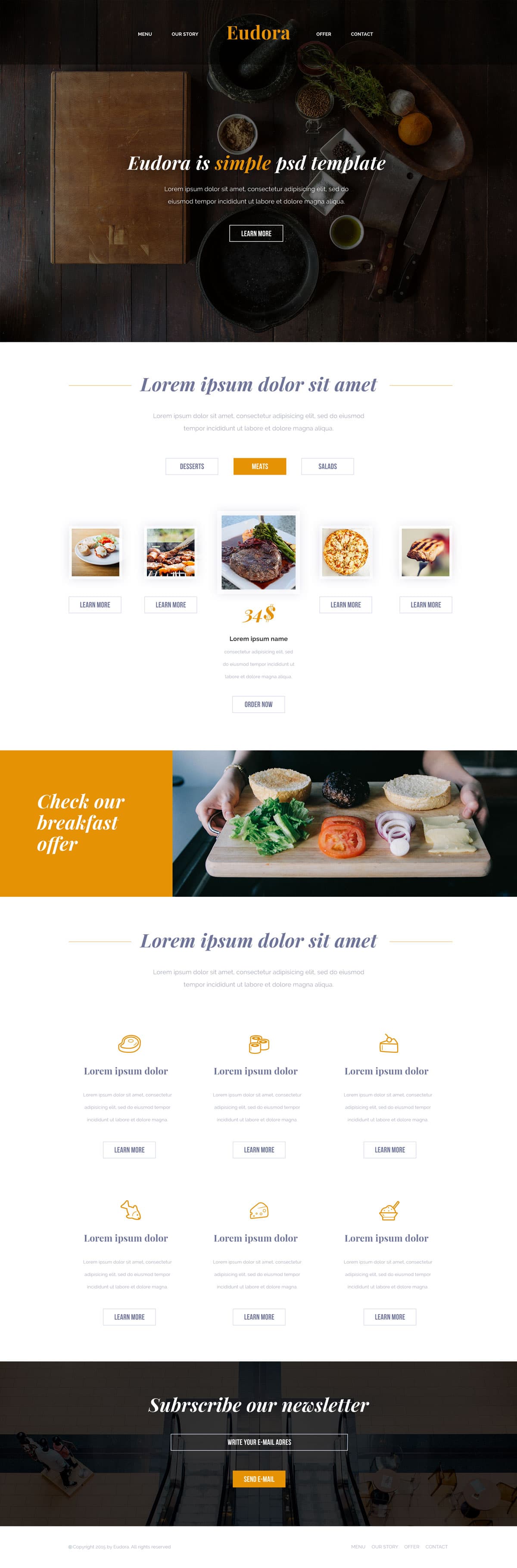 Eudora HTML Template for Restaurant & Food Websites