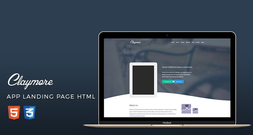 Claymore - App Landing Page HTML5 Template
