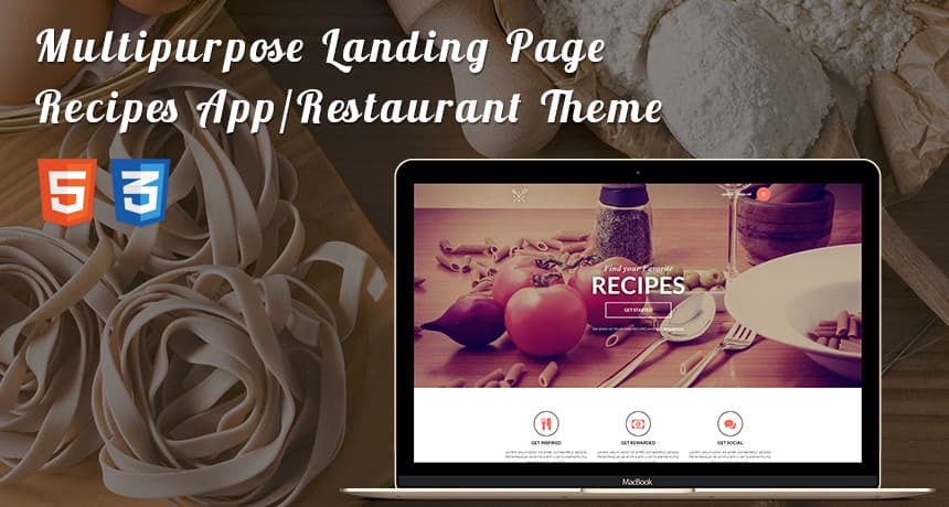 Multipurpose Landing Page for Recipes App/Restaurant Landing Page