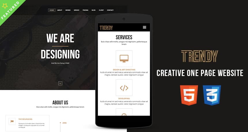 Trendy – Creative One Page HTML Template